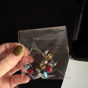 Colorful Beaded Hoop Earrings